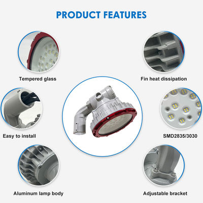 खतरनाक क्षेत्रों के लिए 100-110lm/w दक्षता के साथ 30W 40W 50W IP65 वाटरप्रूफ एक्सप्लोजन प्रूफ हाई बे लाइट