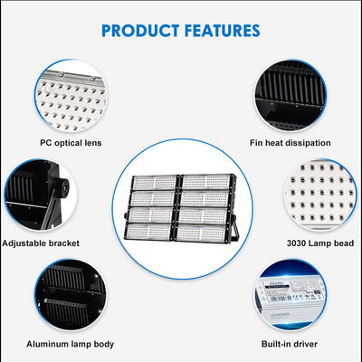 समायोज्य रंग तापमान के साथ उच्च मस्तूल आउटडोर एलईडी स्टेडियम प्रकाश व्यवस्था IP66 जलरोधक SMD 3030/2835 चिप