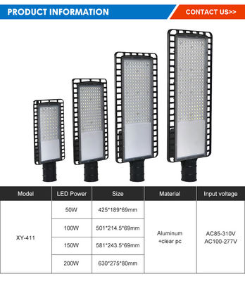 ऊर्जा दक्षता आउटडोर हाईवे स्ट्रीट लैंप 50W/100W/150W/200W एल्यूमिनियम + पीसी