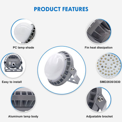 IP65 वाटरप्रूफ इंडस्ट्रियल हाई बे लाइट, 5500-6500K कलर टेम्परेचर और एल्यूमिनियम + टेम्पर्ड ग्लास कंस्ट्रक्शन के साथ